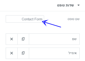 הגדרת שם טופס